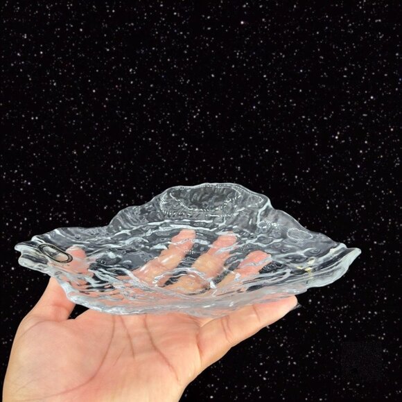 SHIRALEAH Beaux Arts Glass Clear Textured Bowl Dish Centerpiece W Sticker Turkey - Picture 3 of 14